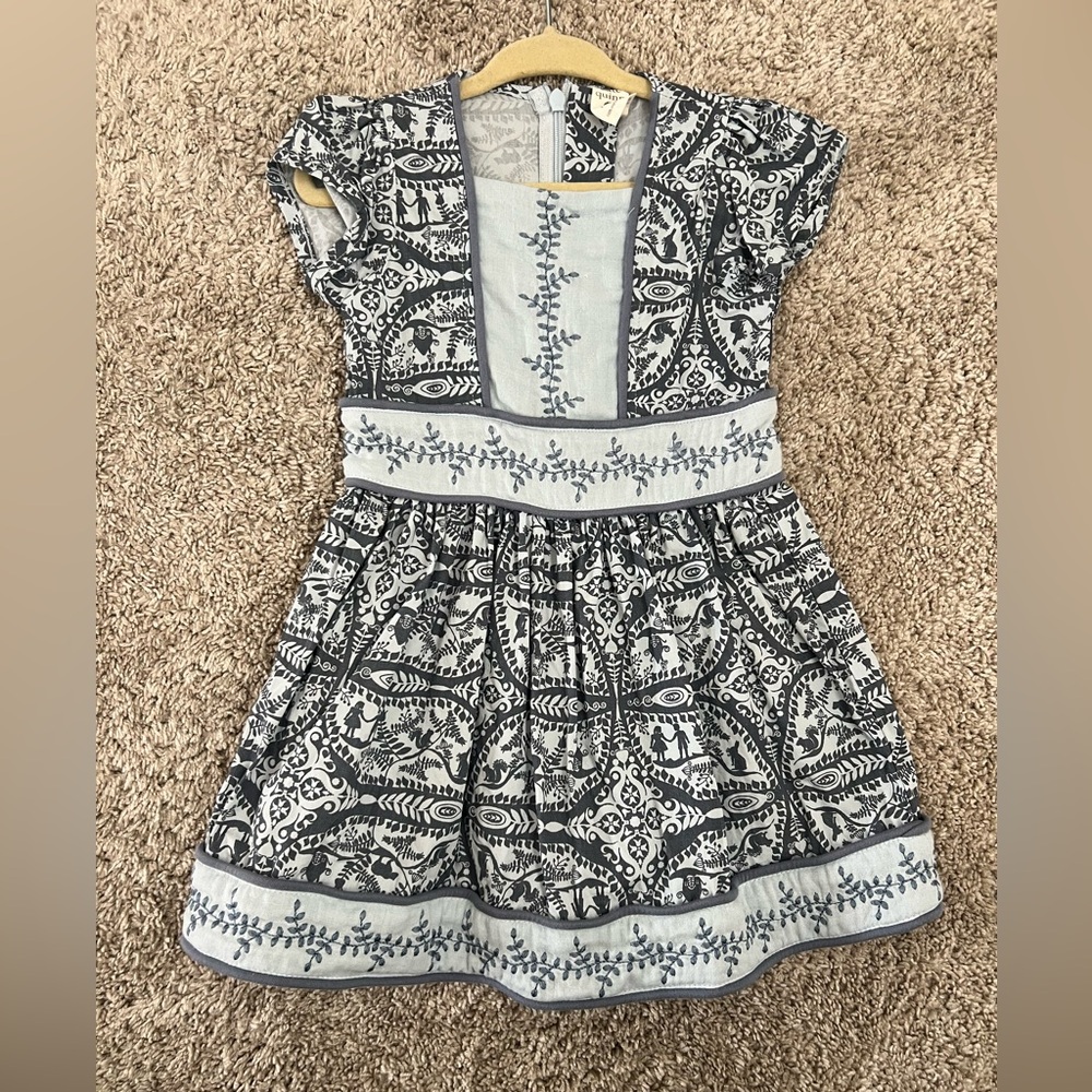 Kate Quinn Blue and White Short Sleeve Cotton Dress